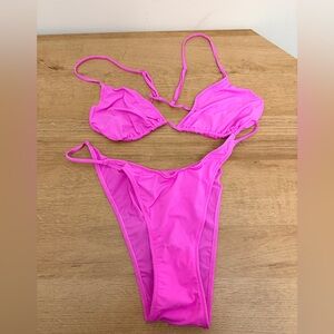 SKIMS Micro Cording bra and panty set- color Neon Orchid